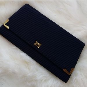 Navy vintage clutch with attached coin purse